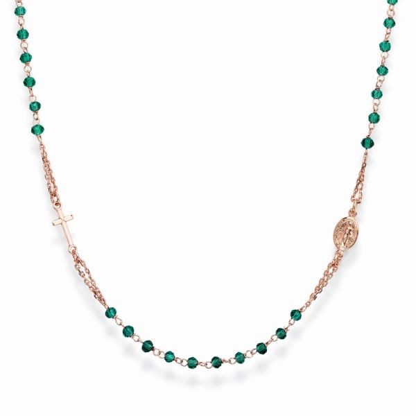 AMEN Collier "Rosario" Damen 925er Silber Rosé vergoldet CRORV3 NEU