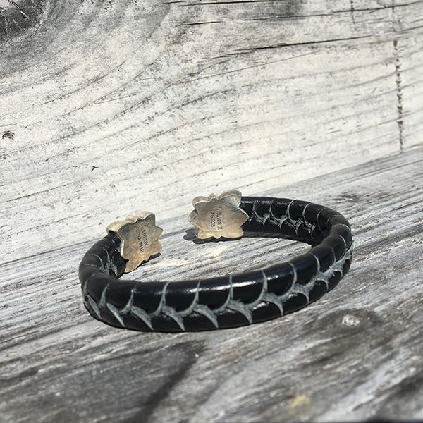 JJJ LA Leder Armspange "LILY" kombiniert mit 925er Silber 190 mm schwarz