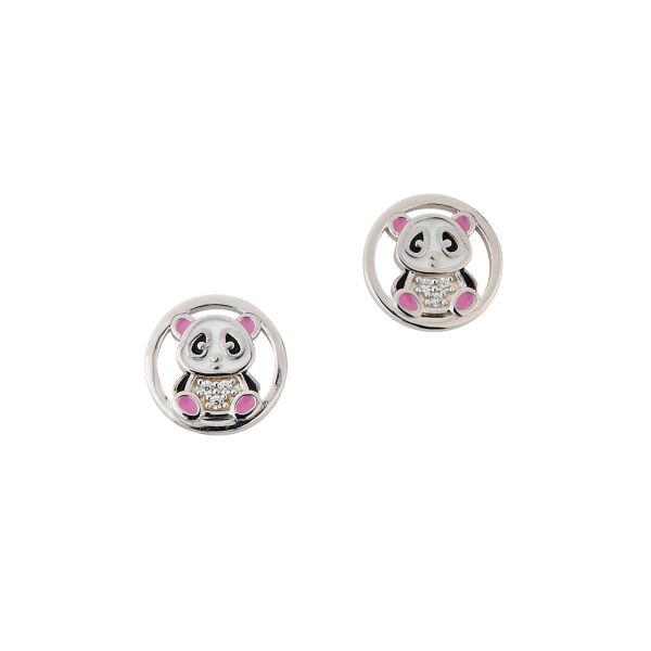 Kinder Ohrstecker "Panda" 925er Silber emailiert S-01361O NEU