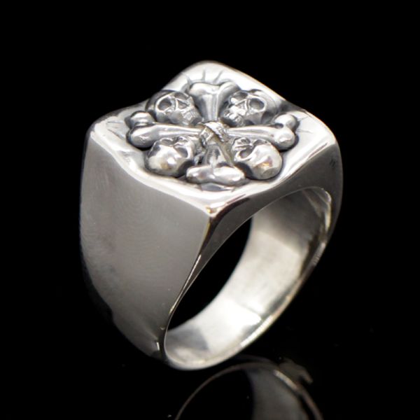 Ring Siegelring "CROSSBONE SKULLS" 925er Silber Gr 62 NEU