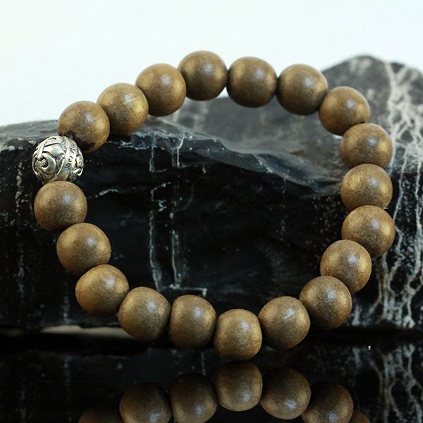 JJJ LA Ebenholz Kugel Armband "FLEUR DE LYS" 925er Silber Lilie 21 Kugeln