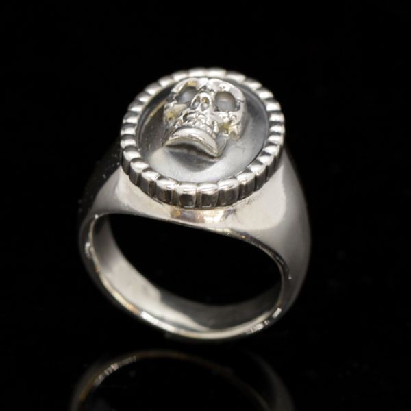 Siegelring "SKULL RELIEF" 925er GR 66 NEU