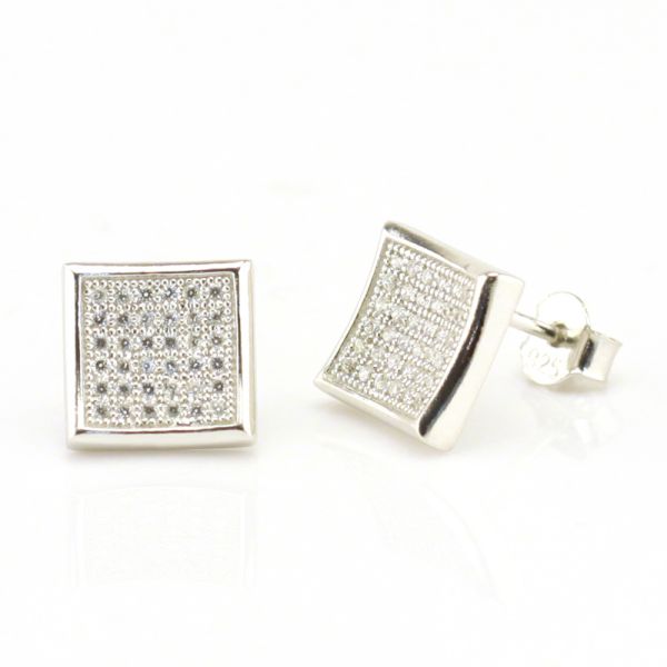 Ohstecker 925er Silber Micro Pave gefasste funkelnde weiße Kubic Zirkonia