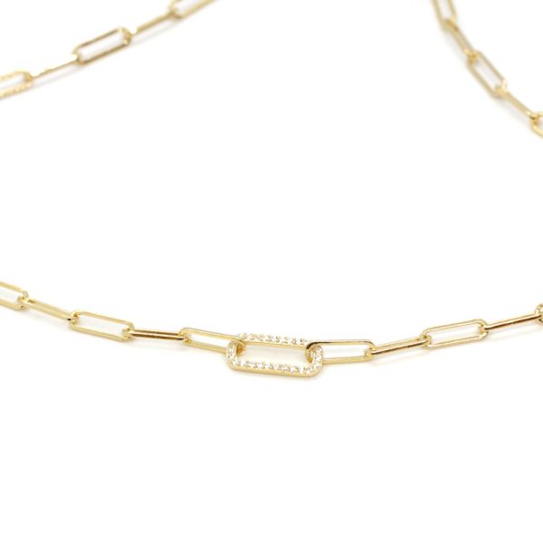 Collier "CHAIN" 925er Silber vergoldet 45+3 cm Zirkonia ES90028064 NEU