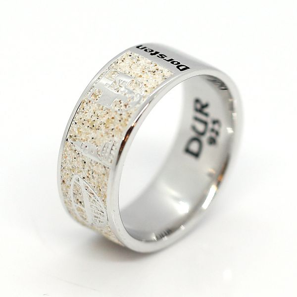 DUR Ring "Stadt Dorsten Ring Sand" 925er Silber rhodiniert Strandsand GR 62 R6091 NEU