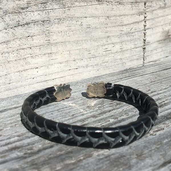 JJJ LA Leder Armspange "LILY" kombiniert mit 925er Silber 210 mm schwarz