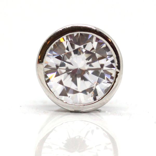 Anhänger Solitär gefasster Zirkonia 925er Silber rhodiniert Ø 10 mm NEU