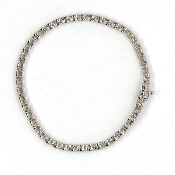 Tennis Armband 925er Silber rhodiniert funkelnd weiße Zirkonia 19 cm NEU