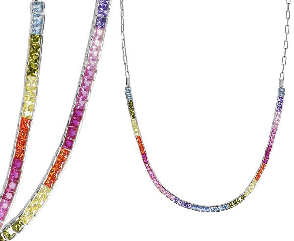 Collier Rainbow carré facettiert 925er Silber rhodiniert ES90027980 NEU