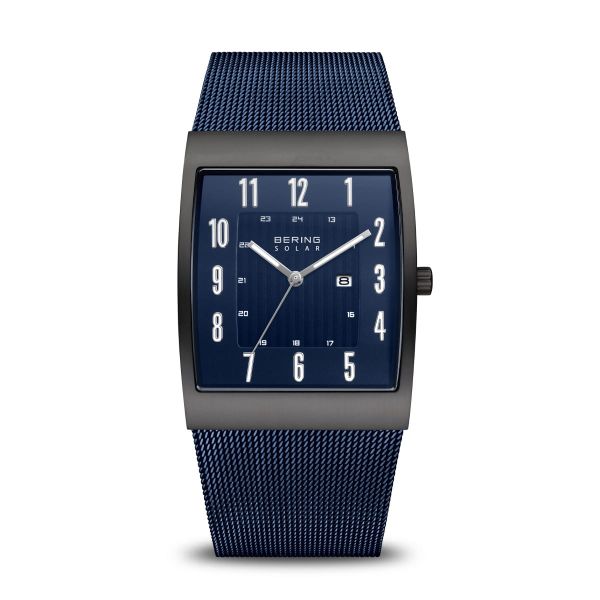 BERING Herren Armbanduhr Solar Solar schwarz/blau gebürstet 16433-327 NEU