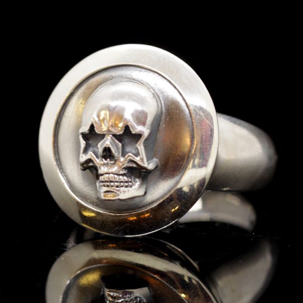 Ring Siegelring "STAR SKULL" 925er Silber Gr 60 NEU