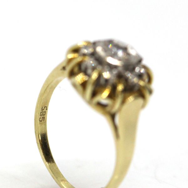 Antiker Diamant Ring 585er Gelbgold GR 54 ca. 0,28 ct (14092)