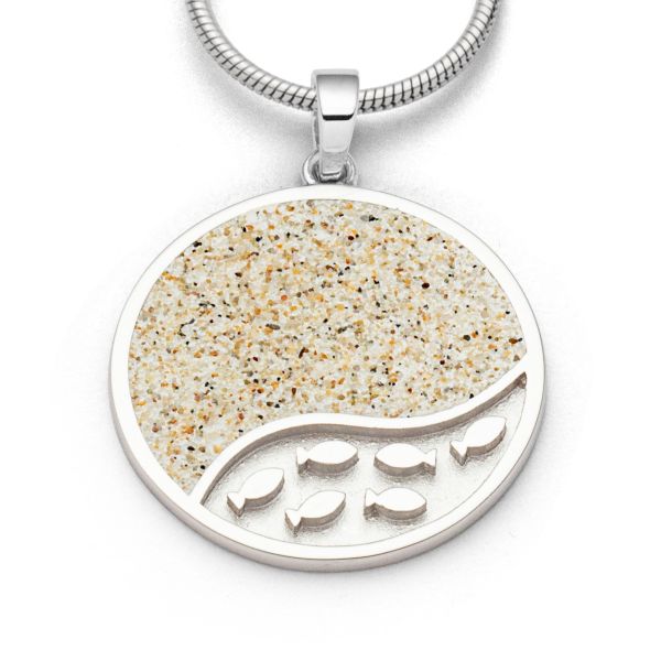 DUR Anhänger "Fischschwarm" 925er Silber rhodiniert Strandsand Ø 25 mm P4855 NEU