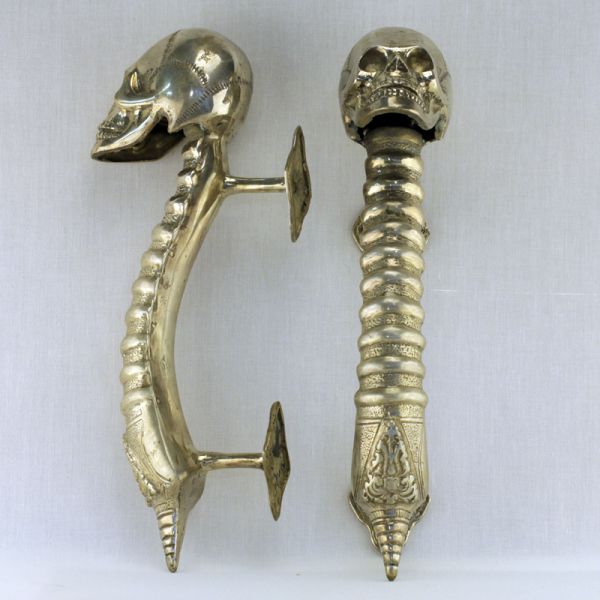 Skull Türgriff Bronze versilbert Handmade Skullart RAR
