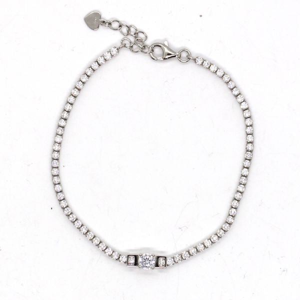 Tennis Armband "SOLITÄR" 925er Silber rhodiniert funkelnde Zirkonia 18-20 cm NEU