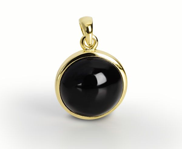 Anhänger Onyx Cabochon 925er Silber vergoldet 14 mm ES90025785 NEU