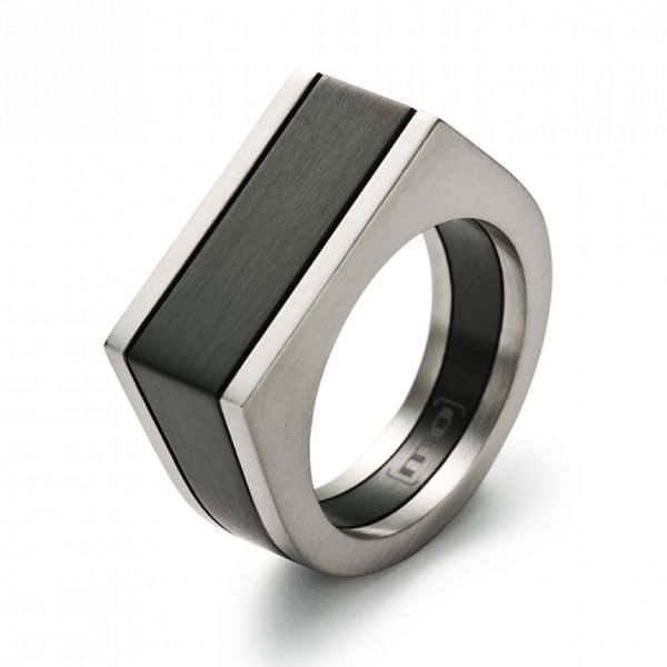 monomania Herren Siegel Ring Edelstahl Schwarz GR. 66 NEU