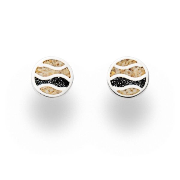 DUR Ohrstecker "Strandwelle" 925er Silber rhodiniert Strandsand/Steinsand O5233 NEU