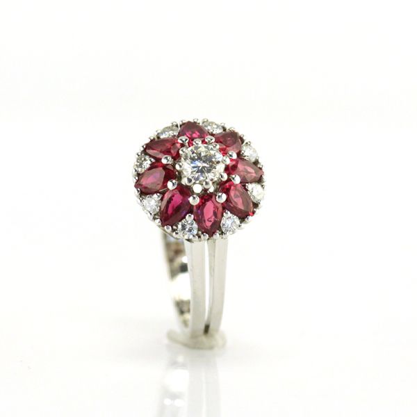 Weißgold Ring 750er mit Brillanten ca. 0,48ct und pinken Saphiren ca. 0,96ct