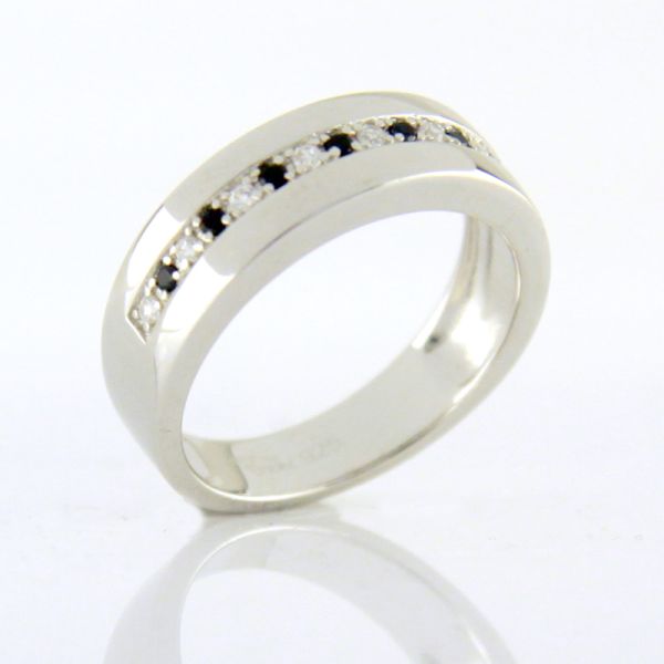 GOOIX Damen Ring 925er Silber Zirkonia schwarz/weiß GR 54 NEU UVP.: 99,-