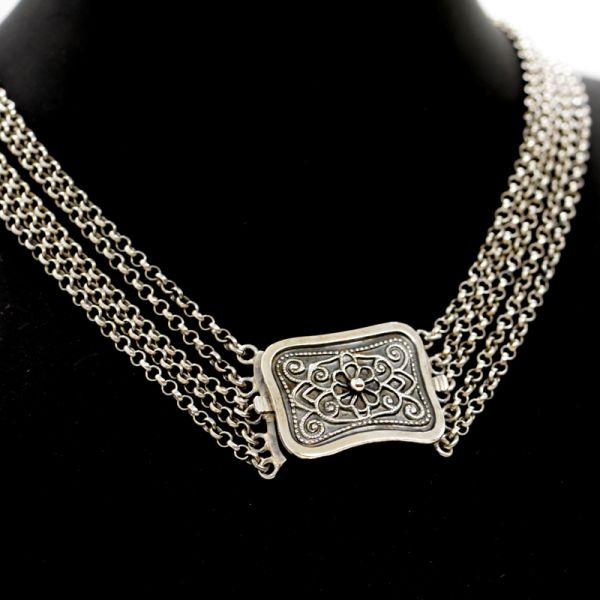 Antikes Collier Folklore Trachten Schmuck 800er Silber (10821)