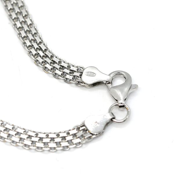 Panzer Collier 925er Silber rhodiniert 45 cm 6 mm NEU
