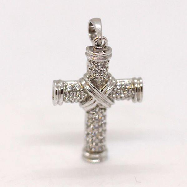 Kreuz Anhänger 925er Silber mit Zirkonia Besatz (17572)