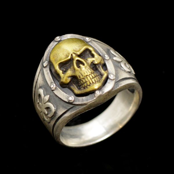 Ring "GOLD SKULL" 925er Silber mit Bronze Gr 70 by JJJ LA NEU