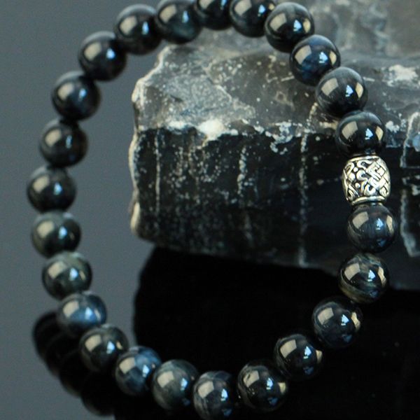 JJJ LA Armband "CELTIC" 6 mm Labradorit Kugeln 925er Silber