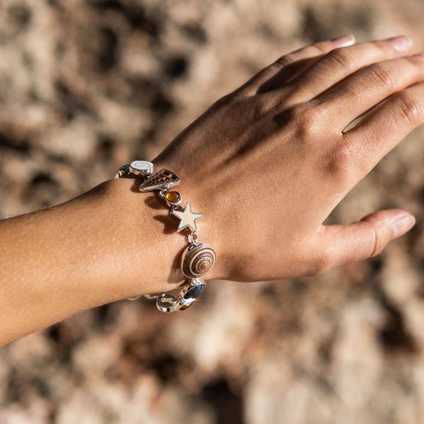 DUR Armband "Strandrausch 2.0" 925er Silber Strandsand Bernstein Perle 17-20 cm AA1646 NEU