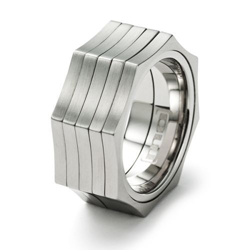 monomania Herren Ring Edelstahl "TWIST" verdrehbar einfach bombiert GR 66