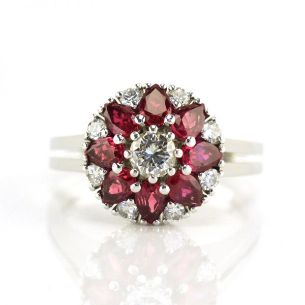 Weißgold Ring 750er mit Brillanten ca. 0,48ct und pinken Saphiren ca. 0,96ct