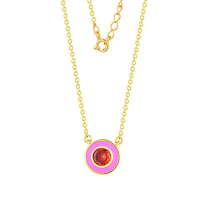 Collier "DOT" 925er Silber vergoldet Rosa emaliert 41,5+5 cm Zirkonia Orange ES90031031 NEU