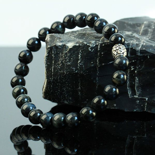 JJJ LA Armband "CELTIC" 6 mm Labradorit Kugeln 925er Silber