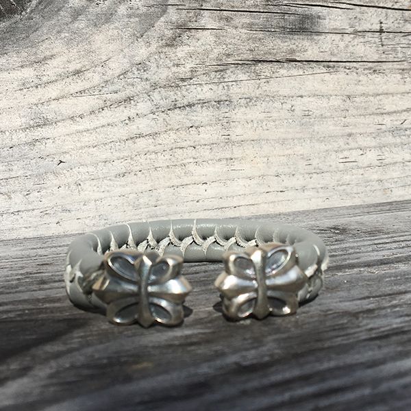 JJJ LA Leder Armspange "LILY" kombiniert mit 925er Silber 210 mm grau