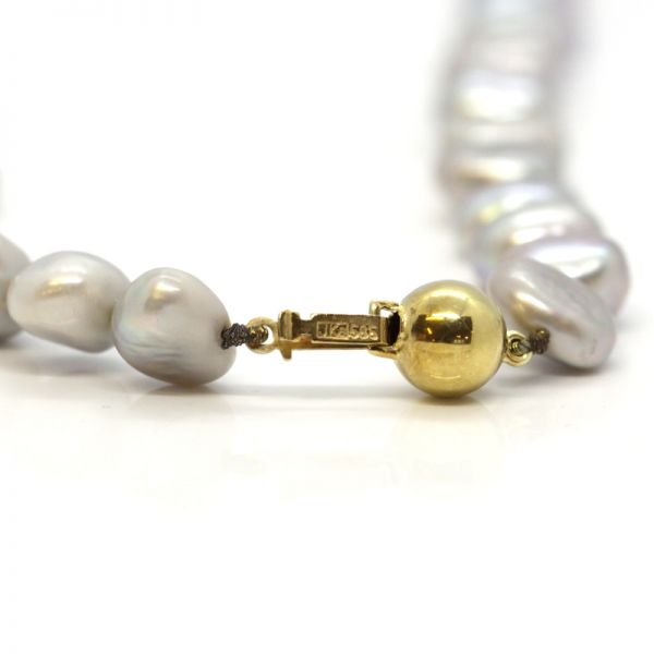 SWZ Perlenkette Grau 585er Kugelverschluß 47 cm (4275)