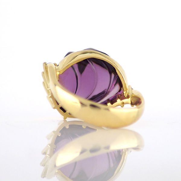Ausgefallener Amethyst Ring 750er Gelbgold mit Diamanten