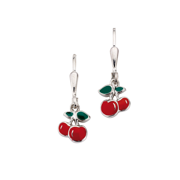 Ohrhänger "KIRSCHEN" 925er Silber Lack Rot Grün BOH904820 NEU