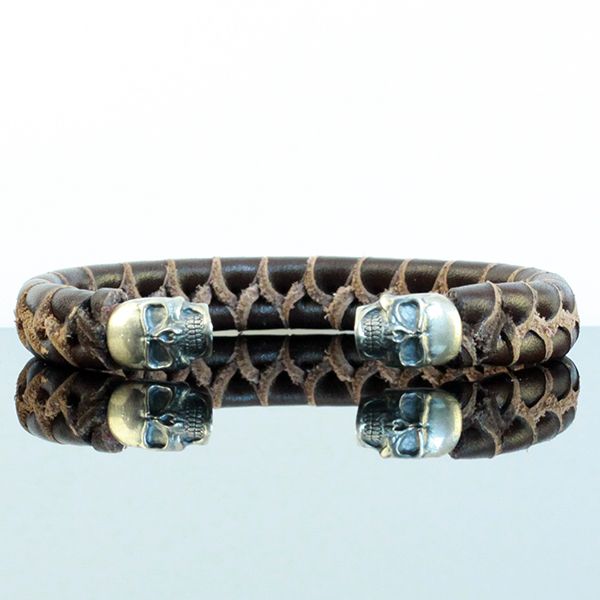 JJJ LA Leder Armspange "SKULL" kombiniert mit 925er Silber