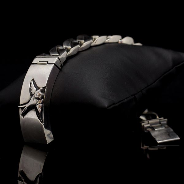 Armband Panzerarmband massiv "SWALLOW" 925er Silber Buckle 18 x 190 mm NEU