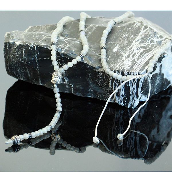 JJJ LA Triangle Halskette Labradorit Gebetskette Rosenkranz Buddha 925er Silber