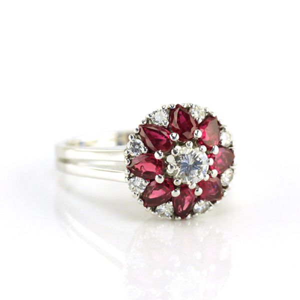 Weißgold Ring 750er mit Brillanten ca. 0,48ct und pinken Saphiren ca. 0,96ct