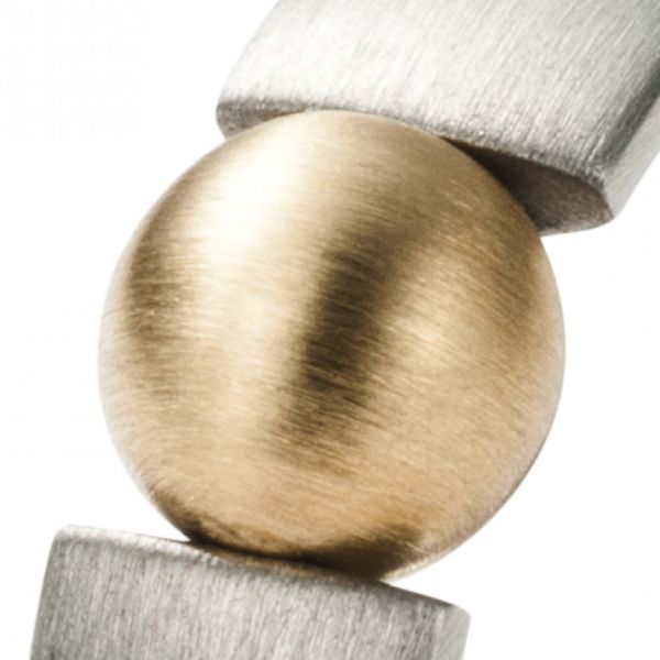 monomania Ring Edelstahl, doppelt bombiert, eine Gold 750er/18K-Kugel Durchmesser 6 mm GR 56 NEU