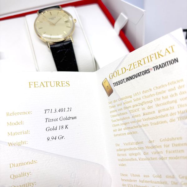 TISSOT Goldrun Herren Armbanduhr Quarz 18 Kt Gold Ø 33,7 mm Ref. T71.3.401.21 (32749)