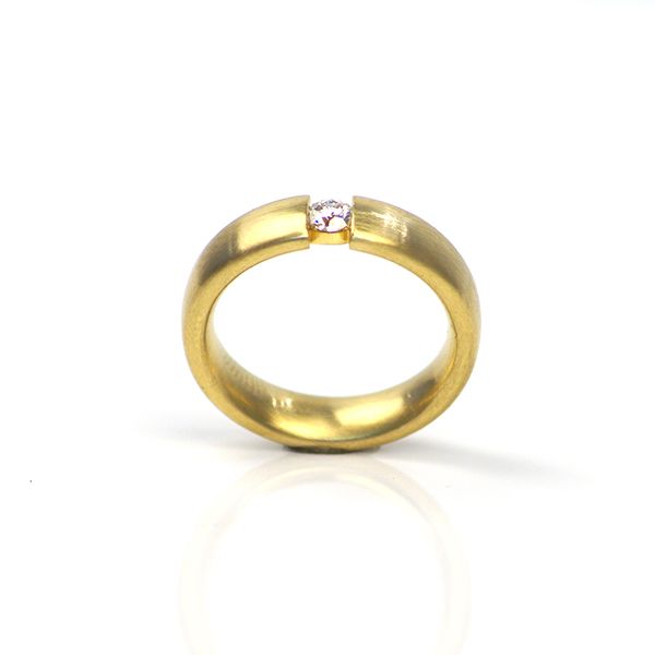 Solitär Spannring mit Brücke 750er Gelbgold Diamant im Brillantschliff 0,15Ct (501)