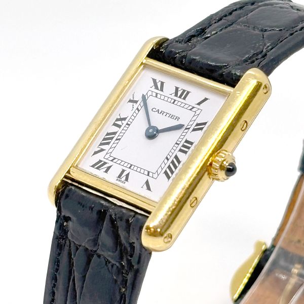 Cartier Luis Tank Armbanduhr 750er Gelbgold Quarz ca. 20 x 28 mm Box & Papiere (37405)