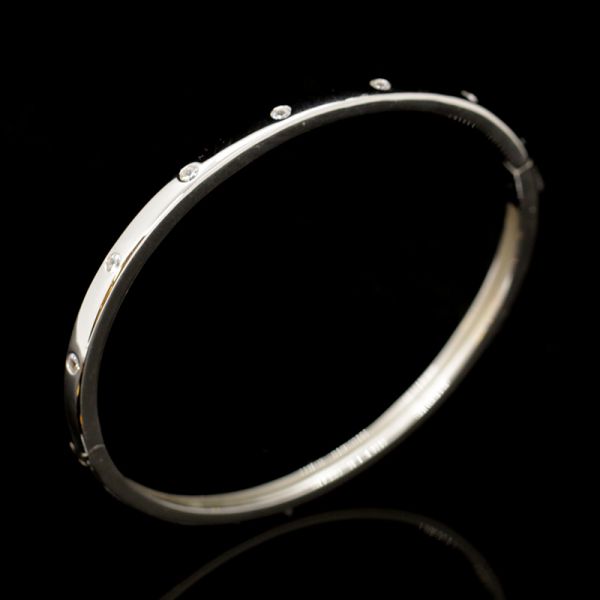 Armreif 925er Silber rhodiniert Breite 4 mm Zirkonia 51 x 61 cm NEU