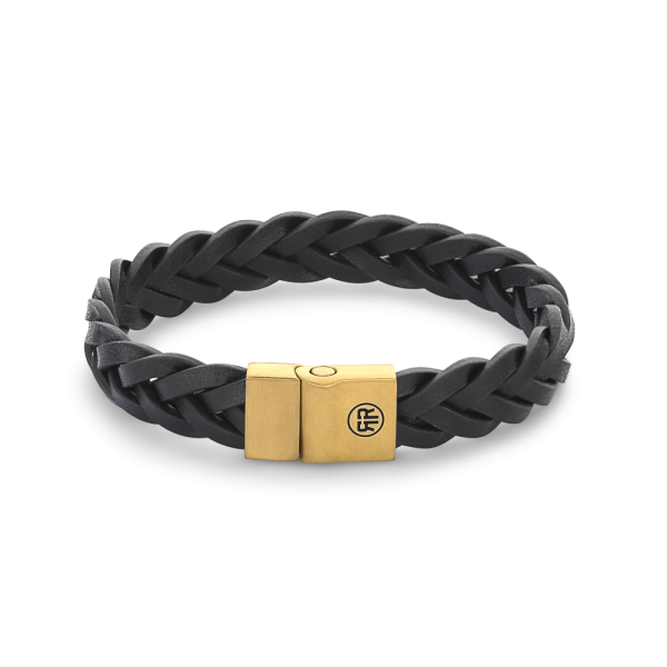 Rebel & Rose Armband "Full Metal Braided Black Gold" 19 cm RR-M0027-S-L NEU