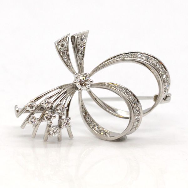 Brillantbrosche 750er Weißgold ca. 1,04 Ct Diamanten im Brillantschliff (13392)