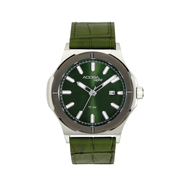 Adora Saphir Unisex Armbanduhr AS4805 Edelstahl Lederband NEU